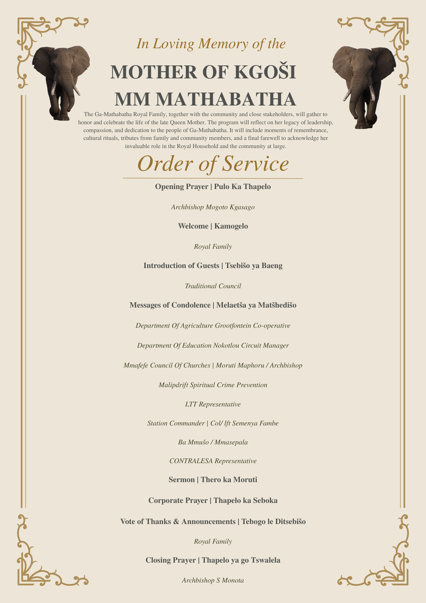 Memorial Service Program